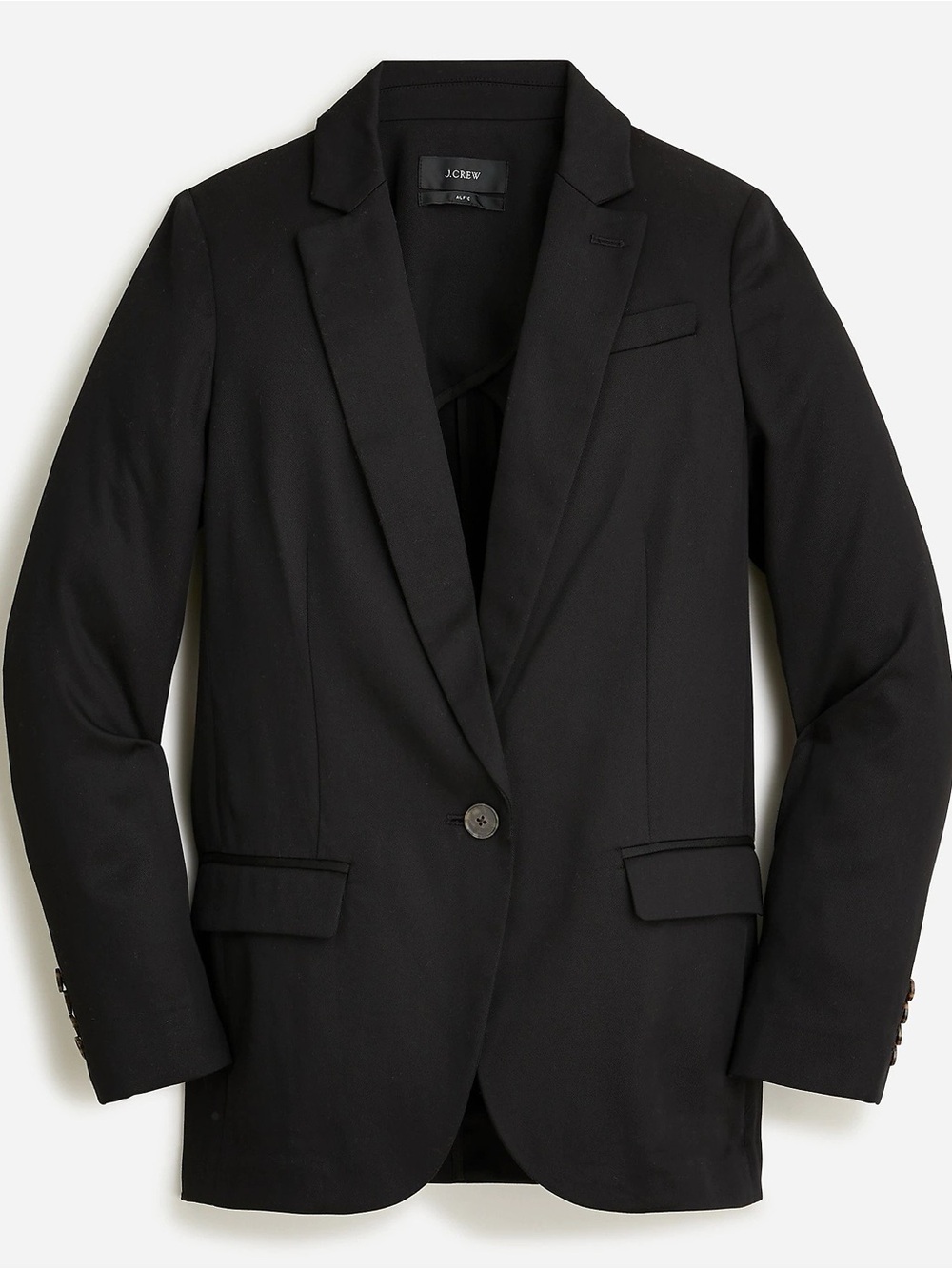 J.Crew Alfie Blazer Jacket Gramercy Twill Black Womens 0 Preppy Academia Career